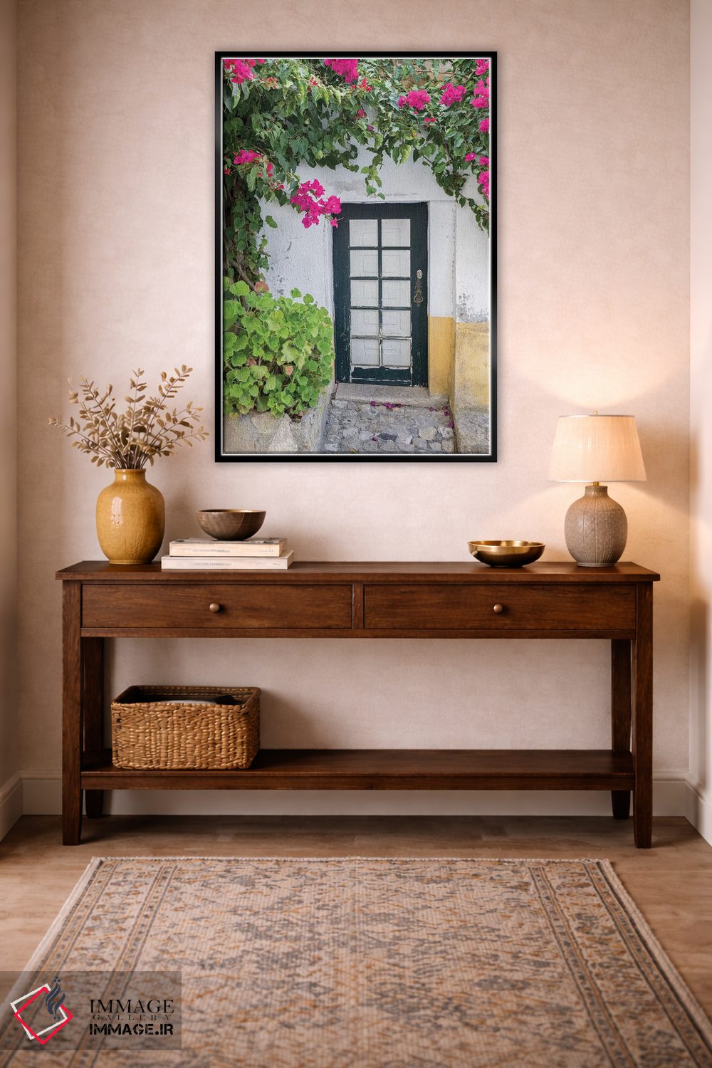 تابلو دکوراتیو Obidos, Portugal,ورودی احاطه شده با شاخه های گل کاغذی، اوبیدو… اثر جولی اگرز - D4B