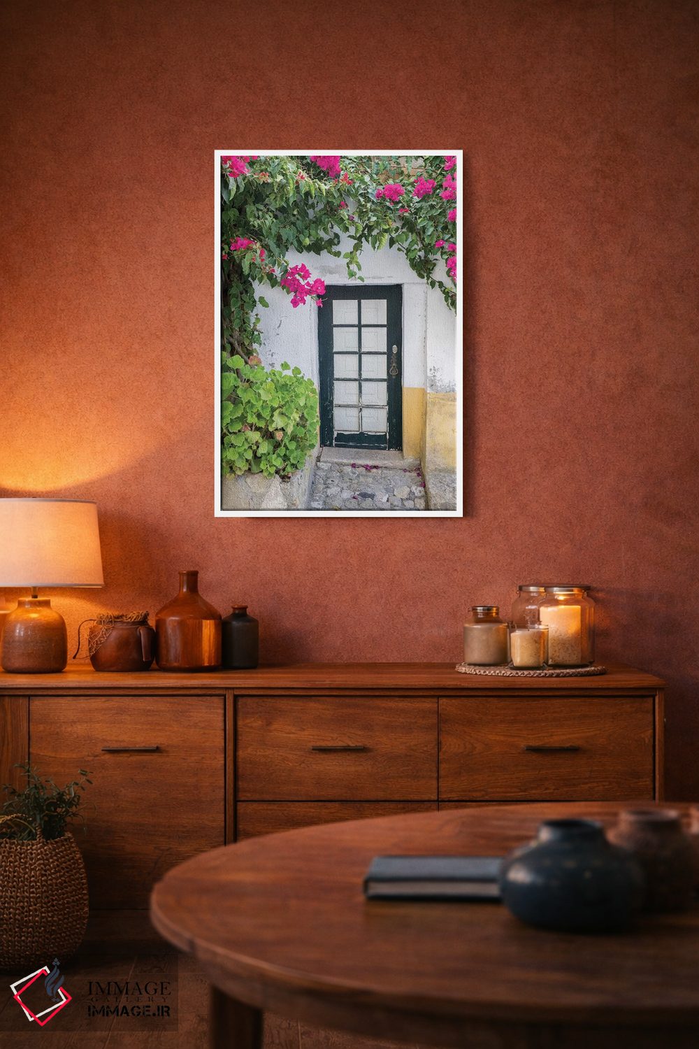 تابلو دکوراتیو Obidos, Portugal,ورودی احاطه شده با شاخه های گل کاغذی، اوبیدو… اثر جولی اگرز - D3W