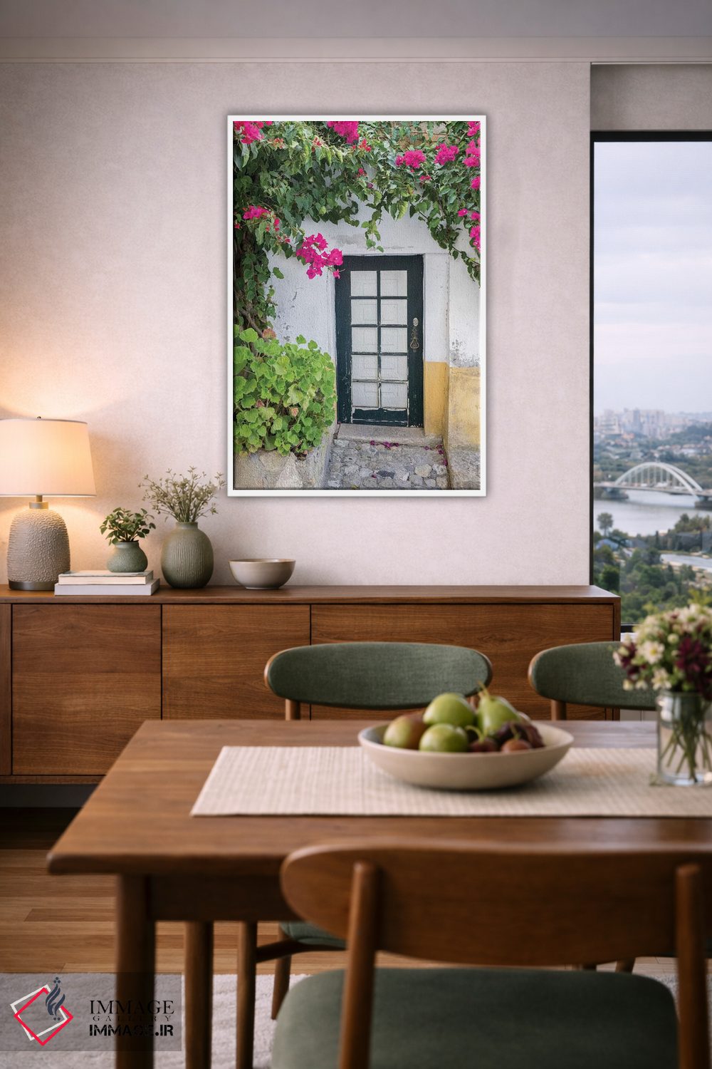 تابلو دکوراتیو Obidos, Portugal,ورودی احاطه شده با شاخه های گل کاغذی، اوبیدو… اثر جولی اگرز - D5W