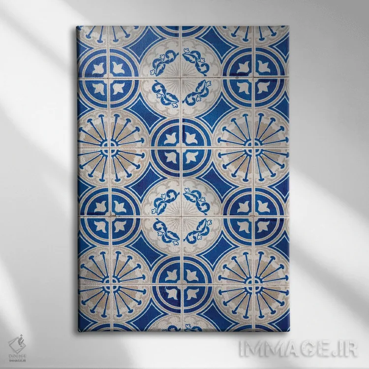 تابلو انتزاعی Aveiro. Colorful Azulejo Tiles On The Exterior Wall Of House.… اثر جولی اگرز - نمای روبهرو روی دیوار