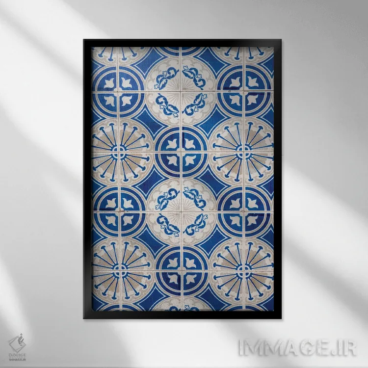 تابلو انتزاعی Aveiro. Colorful Azulejo Tiles On The Exterior Wall Of House.… اثر جولی اگرز - نمای قابدار مشکی