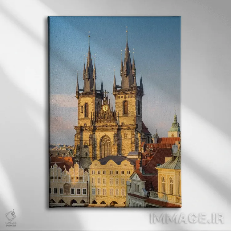 تابلو دکوراتیو Prague, Czech Republic,کلیسای تاین در میدان شهر قدیم، پراگ، ج… اثر جولی اگرز - نمای روبهرو روی دیوار
