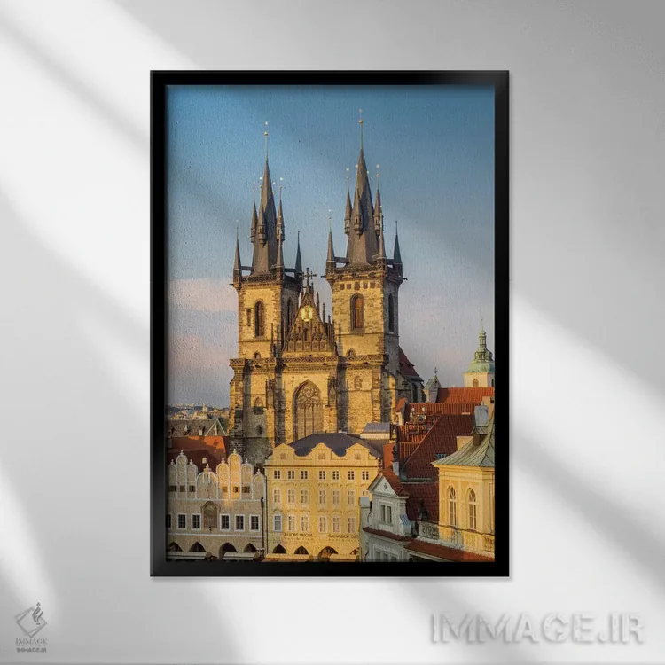 تابلو دکوراتیو Prague, Czech Republic,کلیسای تاین در میدان شهر قدیم، پراگ، ج… اثر جولی اگرز - نمای قابدار مشکی
