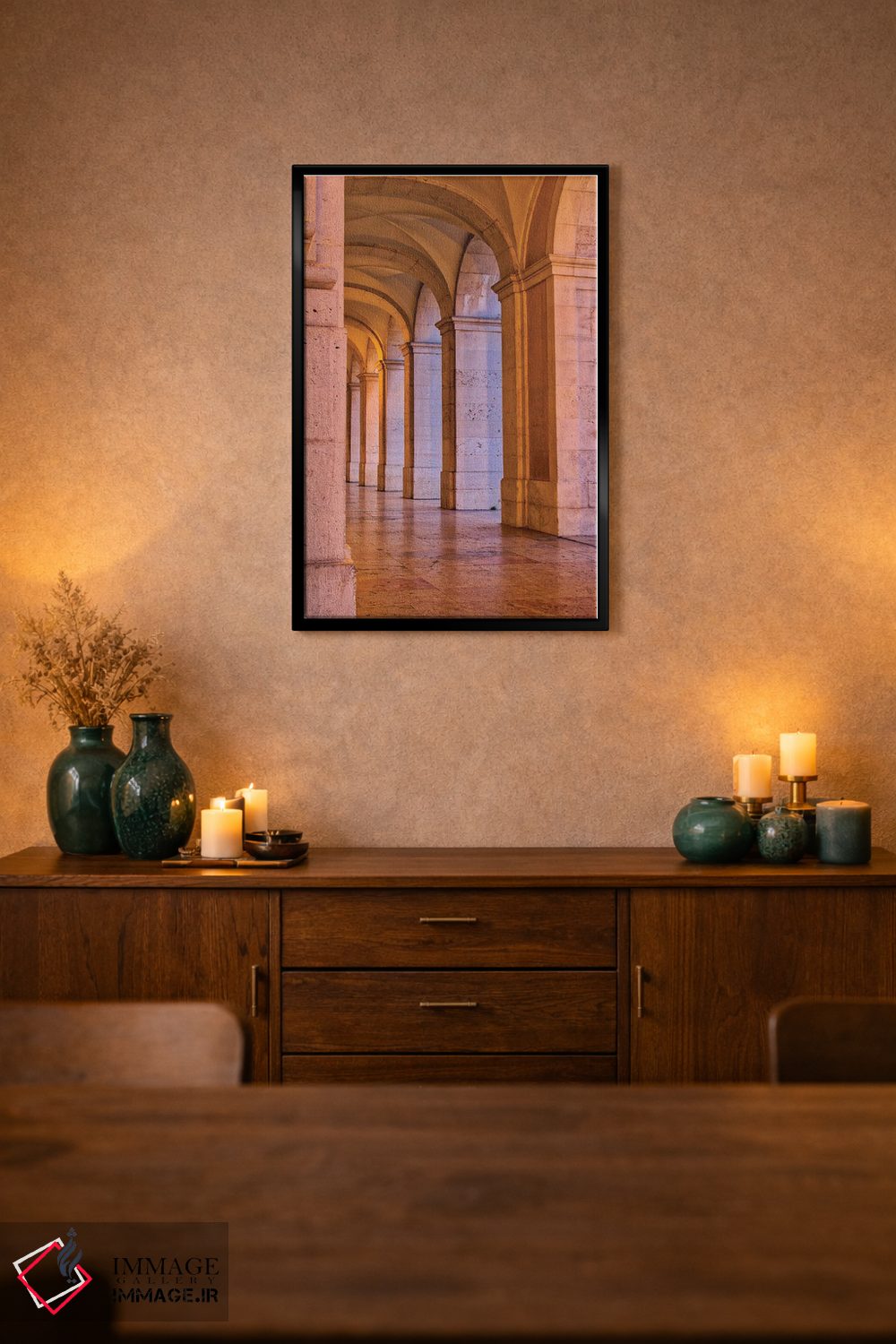 تابلو دکوراتیو Lisbon. Columns Of The Arcade Of Commerce Square With Evening… اثر جولی اگرز - D2B