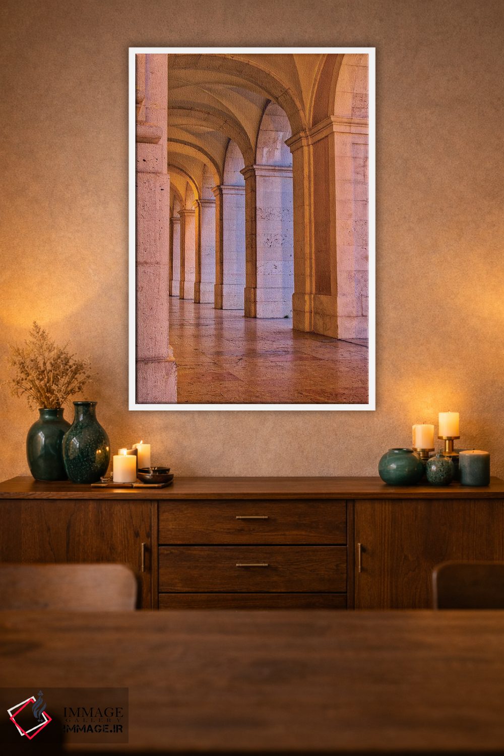 تابلو دکوراتیو Lisbon. Columns Of The Arcade Of Commerce Square With Evening… اثر جولی اگرز - D1W