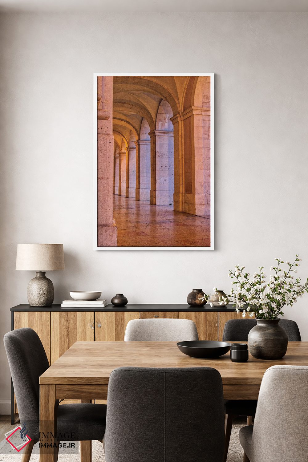 تابلو دکوراتیو Lisbon. Columns Of The Arcade Of Commerce Square With Evening… اثر جولی اگرز - D4W