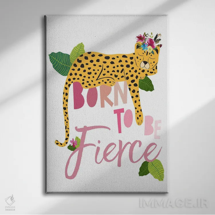 تابلو دکوراتیو چیتای خشمگین از تولد دو اثر جنیفر مک کالی - نمای روبهرو روی دیوار