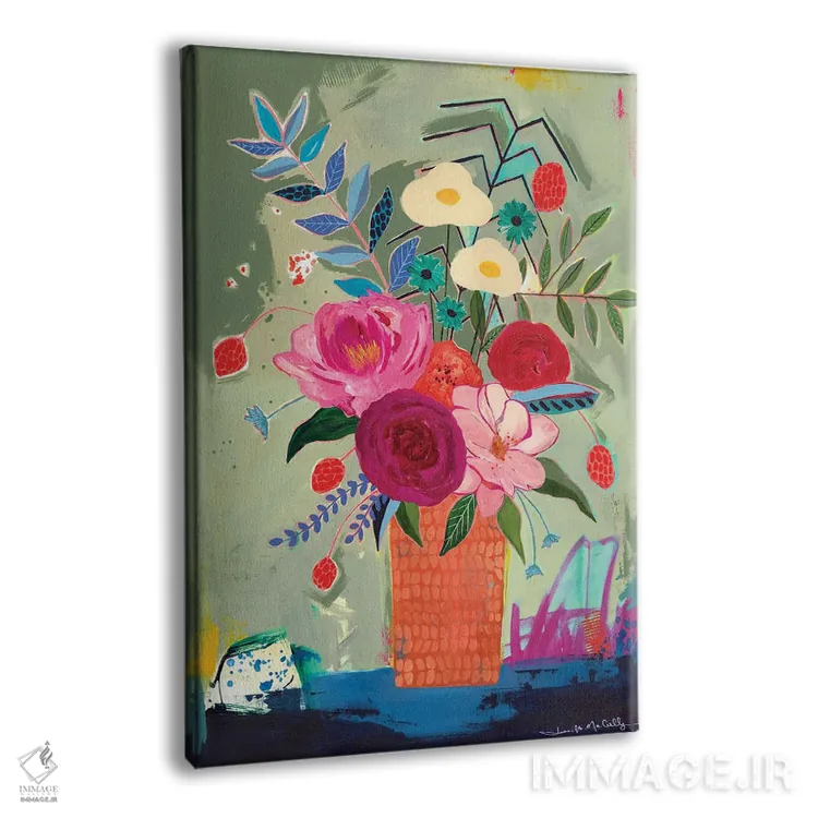 تابلو دکوراتیو گلدان نارنجی اثر جنیفر مک کالی - نمای پرسپکتیو محصول