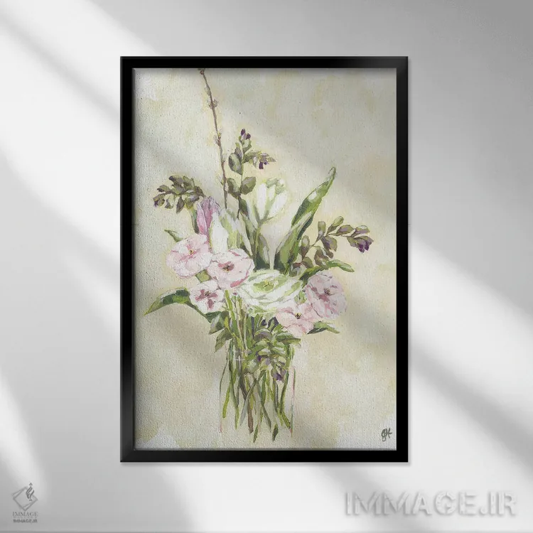 تابلو مدرن دسته گل مزرعه گل ها یک اثر جنیفر هولدن - نمای قابدار مشکی