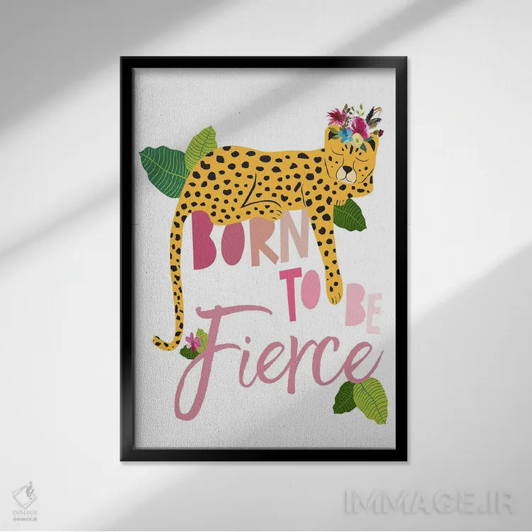 تابلو دکوراتیو چیتای خشمگین از تولد دو اثر جنیفر مک کالی - نمای قابدار مشکی