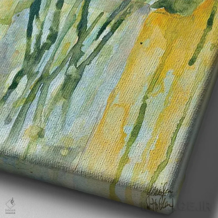 تابلو دکوراتیو گلدان شادی اثر جنیفر هولدن - نمای نزدیک بافت بوم