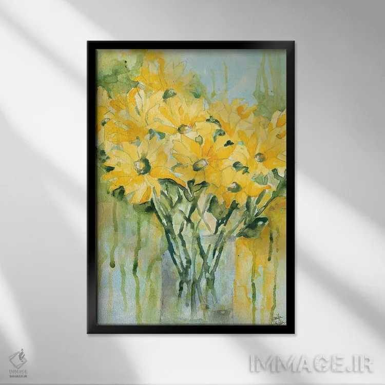 تابلو دکوراتیو گلدان شادی اثر جنیفر هولدن - نمای قابدار مشکی