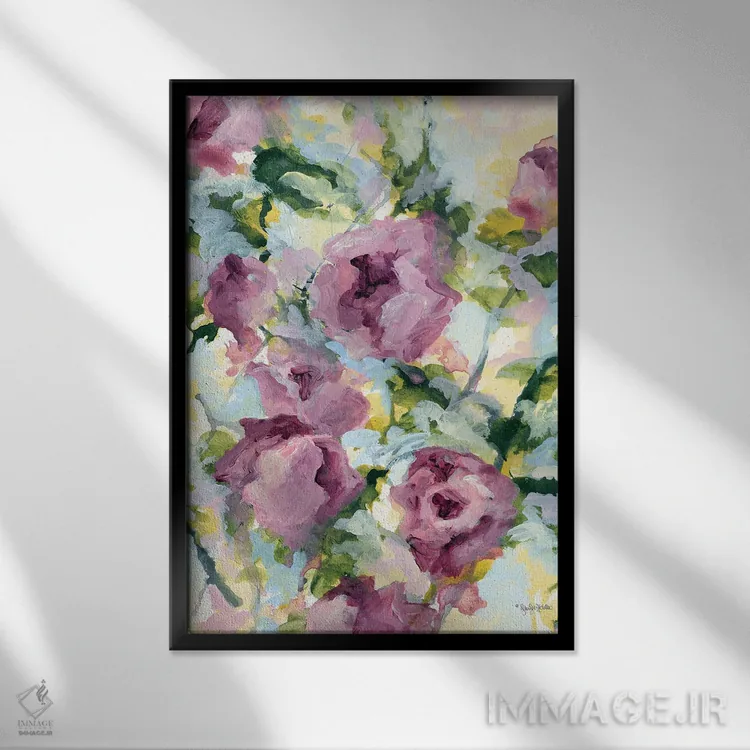 تابلو انتزاعی گل انتزاعی اثر جنیفر هولدن - نمای قابدار مشکی