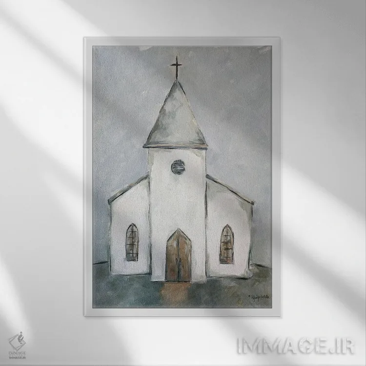 تابلو دکوراتیو عصر کلیسا اثر جنیفر هولدن - نمای قابدار سفید