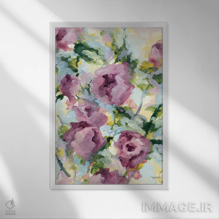 تابلو انتزاعی گل انتزاعی اثر جنیفر هولدن - نمای قابدار سفید