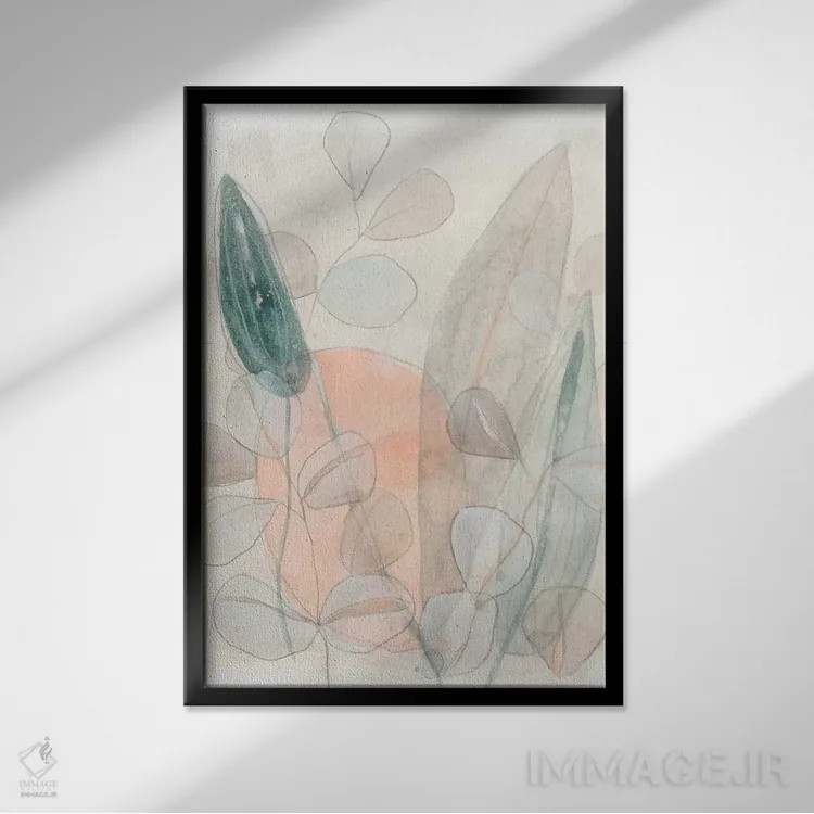تابلو انتزاعی پراکندگی برگ دو اثر جون اریکا وس - نمای قابدار مشکی
