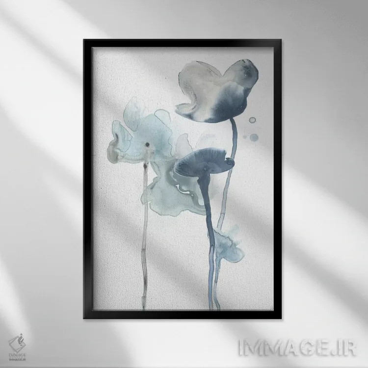 تابلو انتزاعی شکوفه های نیمه شب ۳ اثر جون اریکا وس - نمای قابدار مشکی
