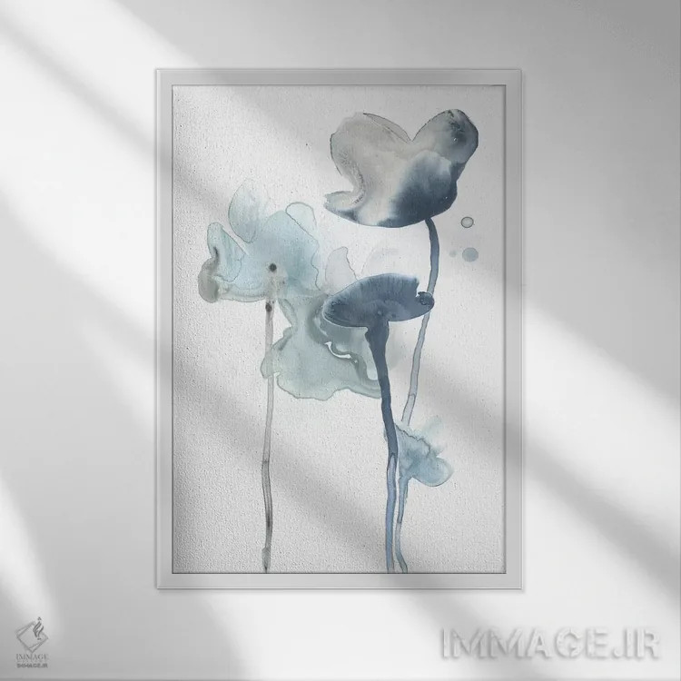 تابلو انتزاعی شکوفه های نیمه شب ۳ اثر جون اریکا وس - نمای قابدار سفید