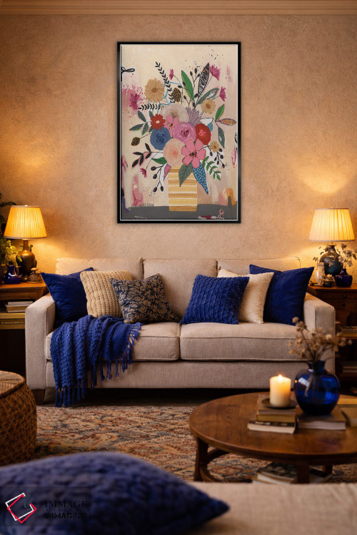 تابلو دکوراتیو گلدان راه راه زرد اثر جنیفر مک کالی - D4B