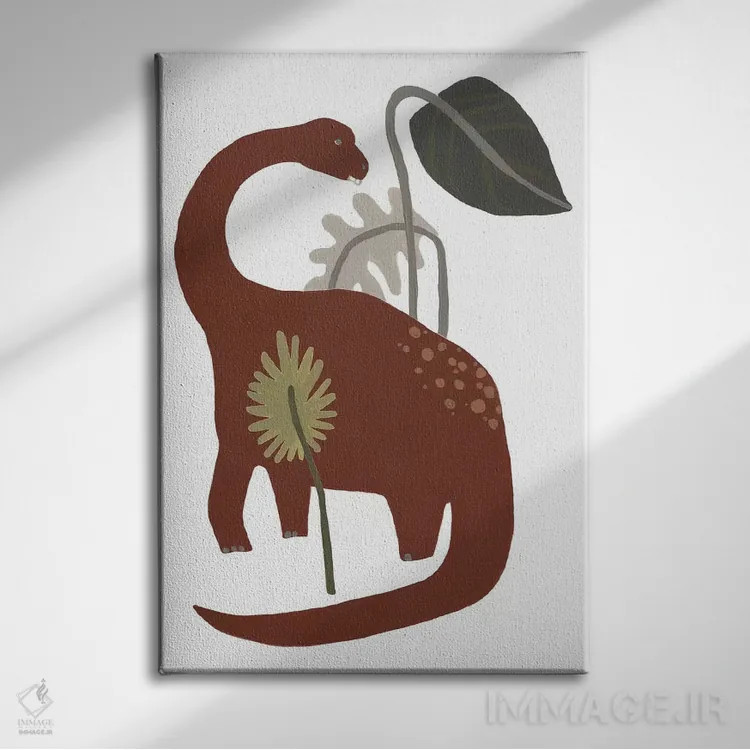 تابلو دکوراتیو دایناسور قدرتمند چهار اثر جون اریکا وس - نمای روبهرو روی دیوار