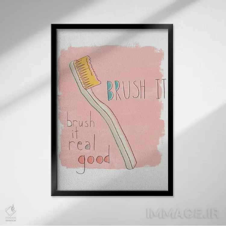 تابلو دکوراتیو بازی گفتاری توالتی سه اثر جون اریکا وس - نمای قابدار مشکی