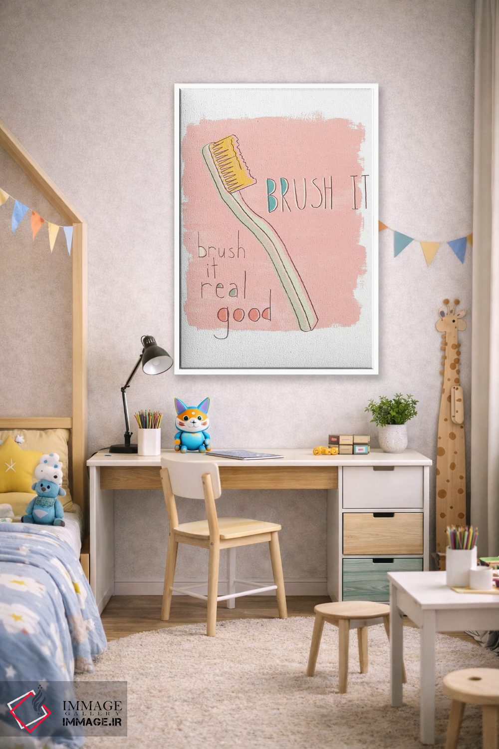 تابلو دکوراتیو بازی گفتاری توالتی سه اثر جون اریکا وس - D1W