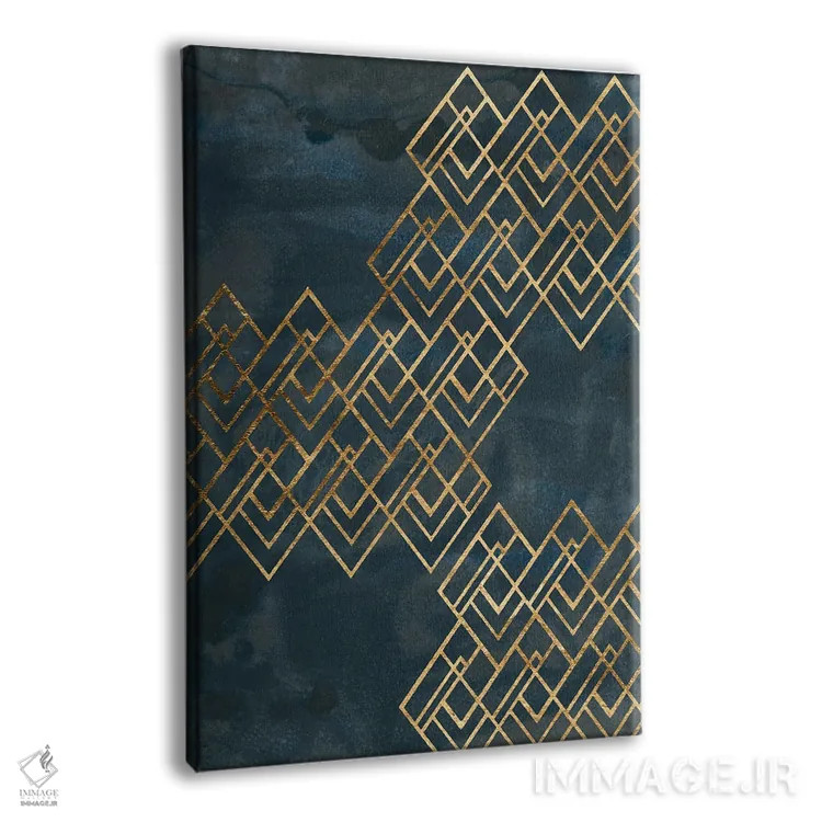 تابلو انتزاعی الگوی دکو آبی ۱ اثر جون اریکا وس - نمای پرسپکتیو محصول