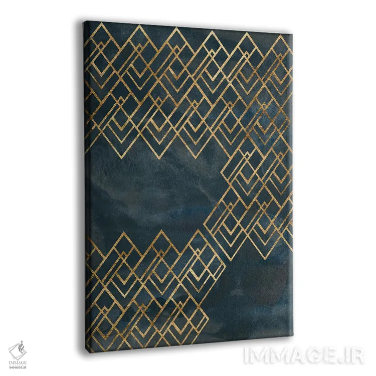 تابلو انتزاعی الگوی دکو آبی ۴ اثر جون اریکا وس - نمای پرسپکتیو محصول