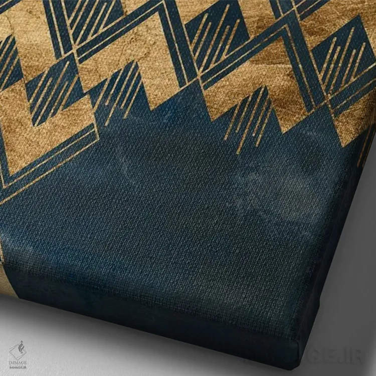 تابلو انتزاعی الگوی دکو آبی ۲ اثر جون اریکا وس - نمای نزدیک بافت بوم