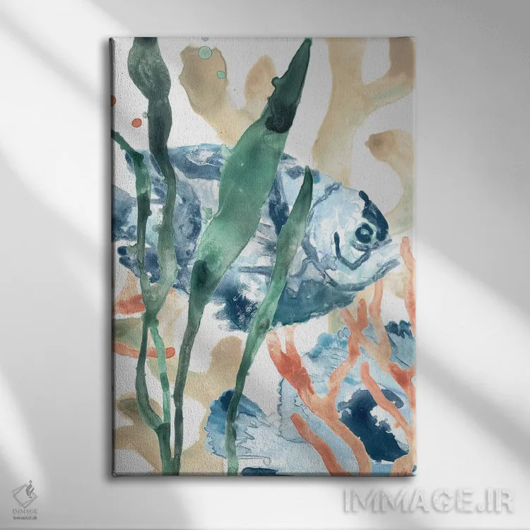 تابلو دکوراتیو در میان جلبک های دریایی ۱ اثر جون اریکا وس - نمای روبهرو روی دیوار