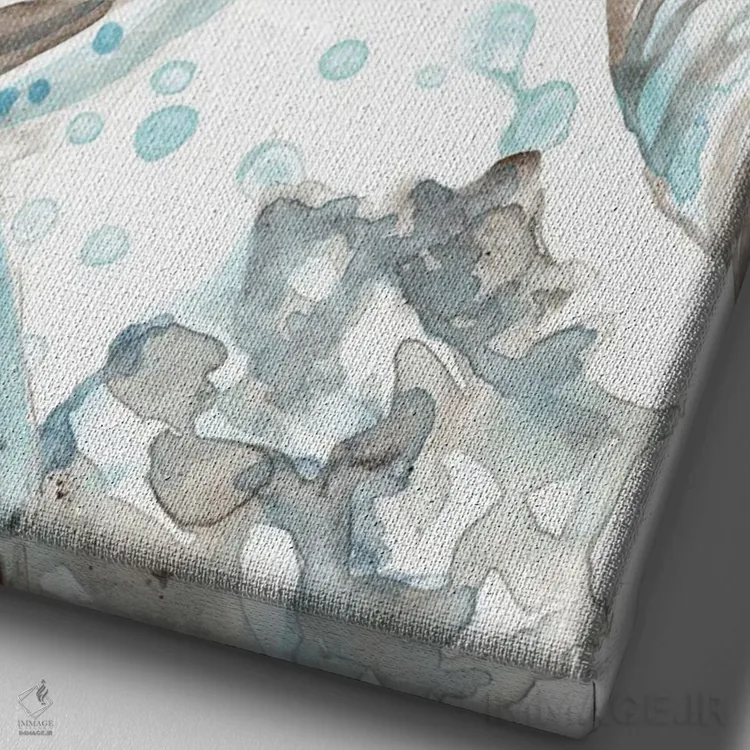 تابلو دکوراتیو صدف های آبی آسمانی ۴ اثر جون اریکا وس - نمای نزدیک بافت بوم