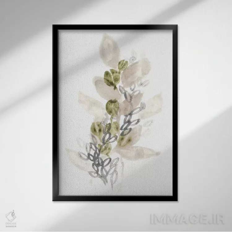تابلو مینیمال گیاهان خیالی ۳ اثر جون اریکا وس - نمای قابدار مشکی