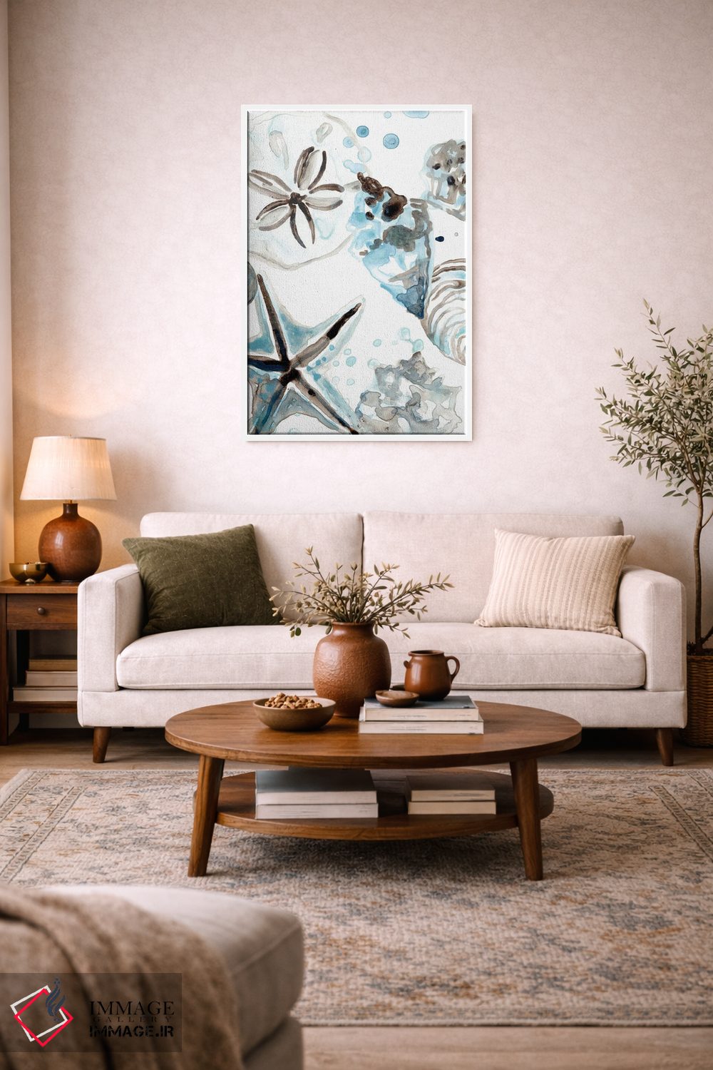 تابلو دکوراتیو صدف های آبی آسمانی ۴ اثر جون اریکا وس - D3W