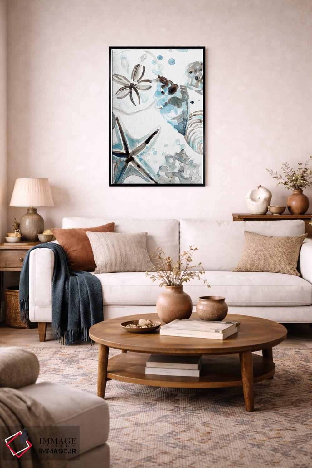 تابلو دکوراتیو صدف های آبی آسمانی ۴ اثر جون اریکا وس - D4B