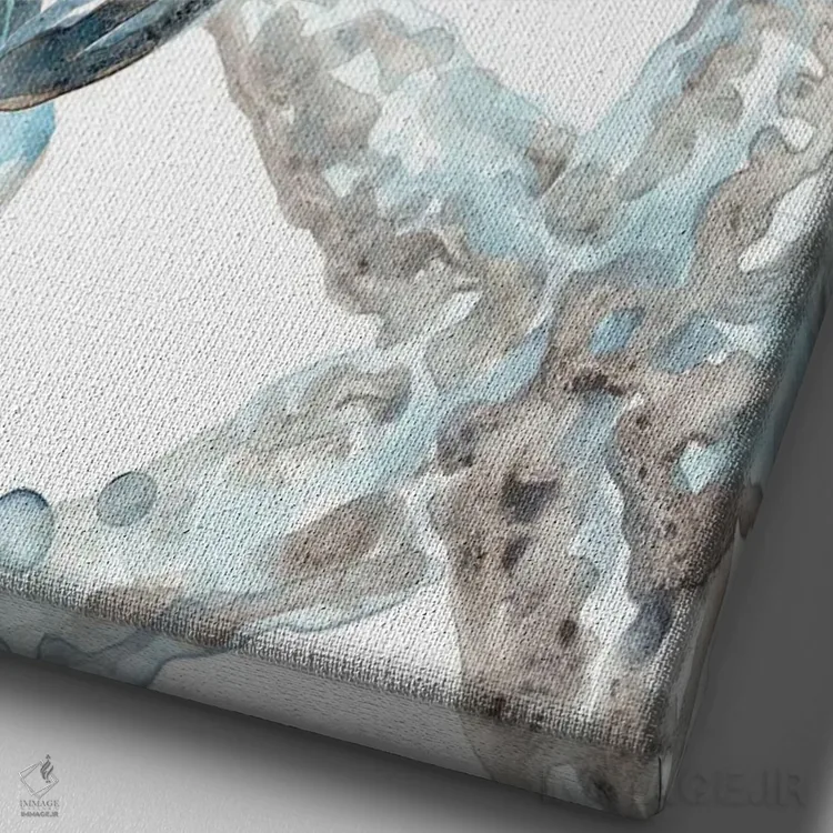 تابلو دکوراتیو صدف های آبی آسمانی ۳ اثر جون اریکا وس - نمای نزدیک بافت بوم