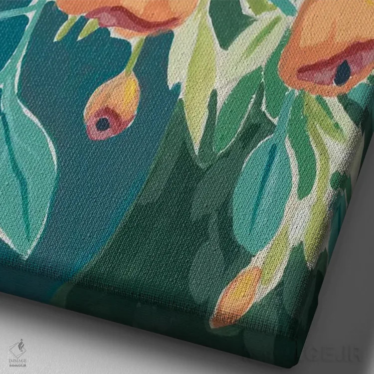 تابلو دکوراتیو دسته گل سرخوش یک اثر جون اریکا وس - نمای نزدیک بافت بوم