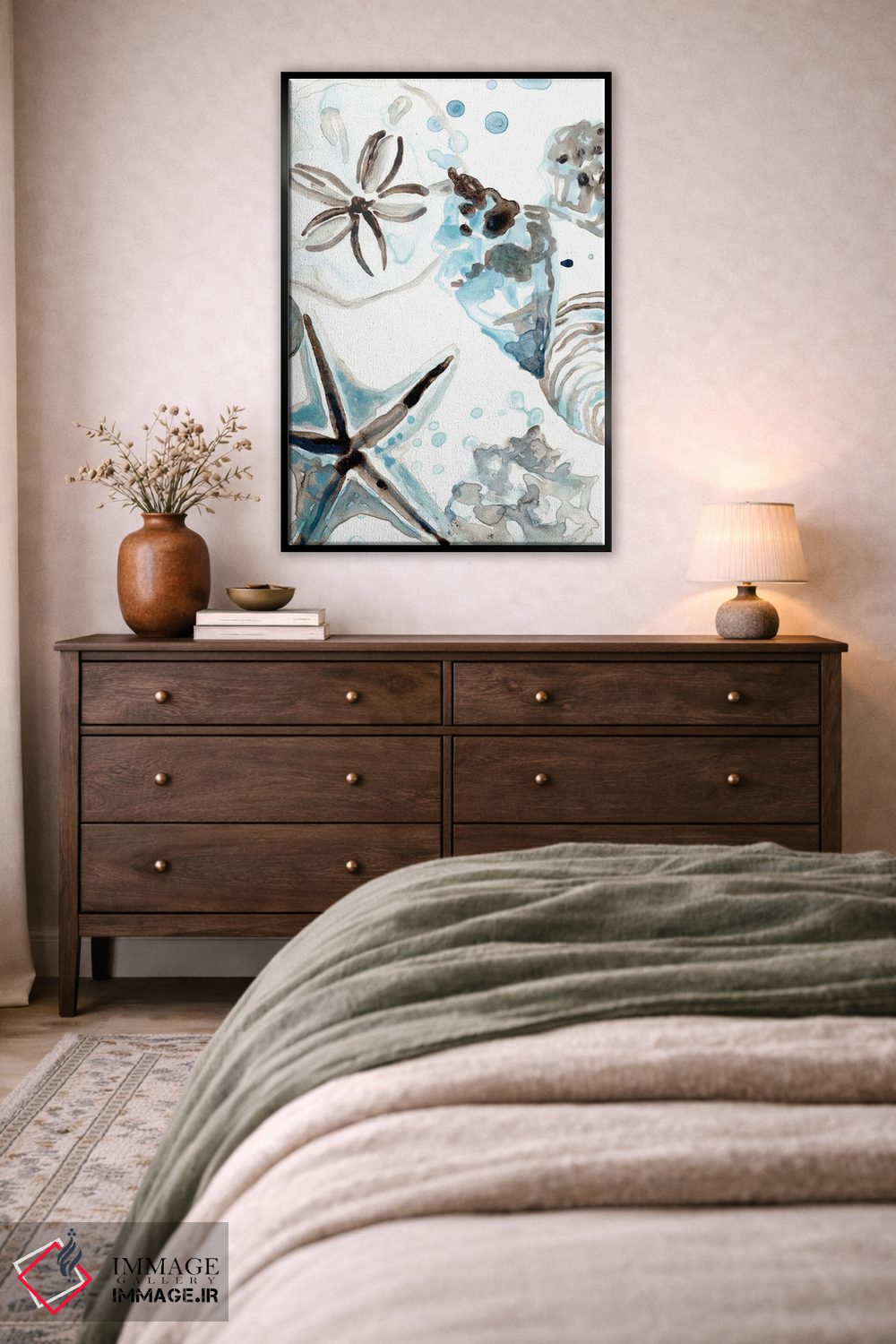 تابلو دکوراتیو صدف های آبی آسمانی ۴ اثر جون اریکا وس - D5B