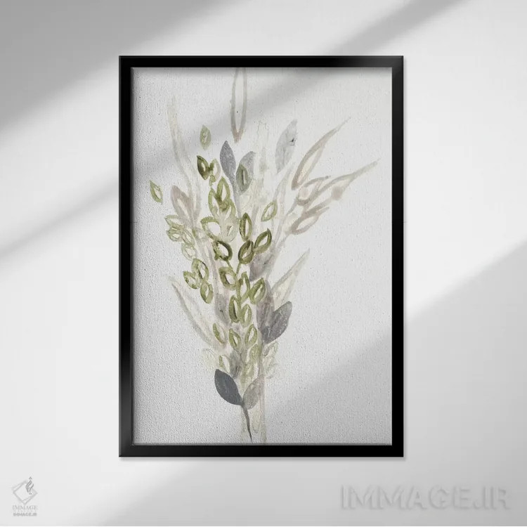 تابلو مینیمال گیاهان خیالی ۱ اثر جون اریکا وس - نمای قابدار مشکی