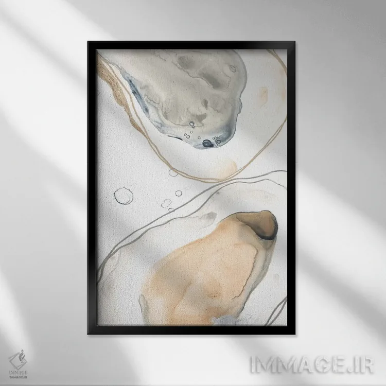 تابلو مینیمال صدف های اقیانوسی چهار اثر جون اریکا وس - نمای قابدار مشکی