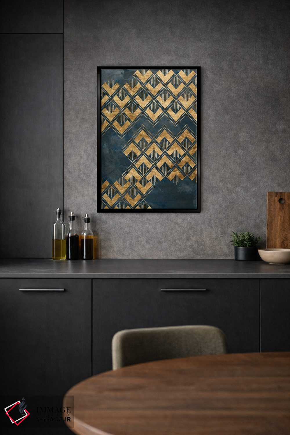 تابلو انتزاعی الگوی دکو آبی ۲ اثر جون اریکا وس - D1B