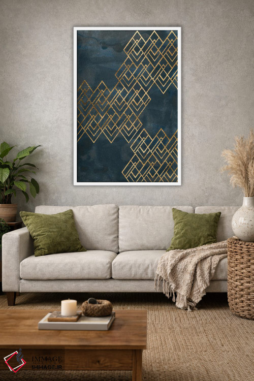 تابلو انتزاعی الگوی دکو آبی ۱ اثر جون اریکا وس - D1W