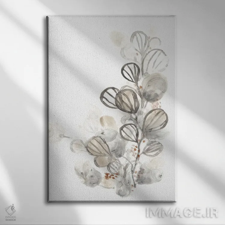 تابلو مینیمال گیاه شناسی خنثی ۱ اثر جون اریکا وس - نمای روبهرو روی دیوار