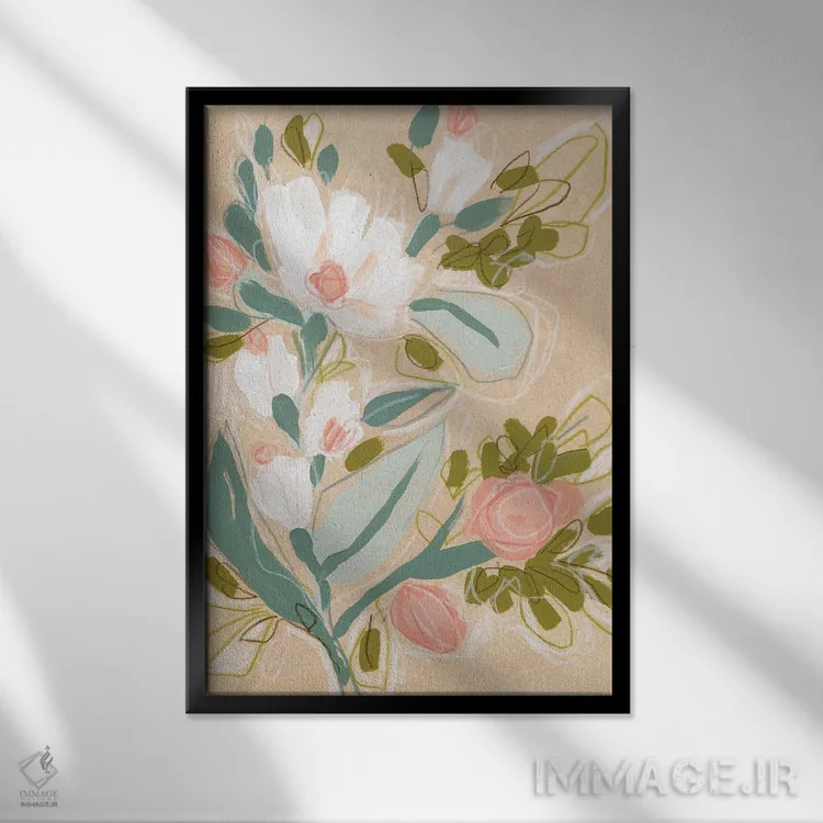 تابلو مینیمال طرح بهاری ۱ اثر جون اریکا وس - نمای قابدار مشکی