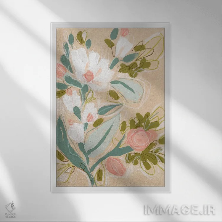 تابلو مینیمال طرح بهاری ۱ اثر جون اریکا وس - نمای قابدار سفید