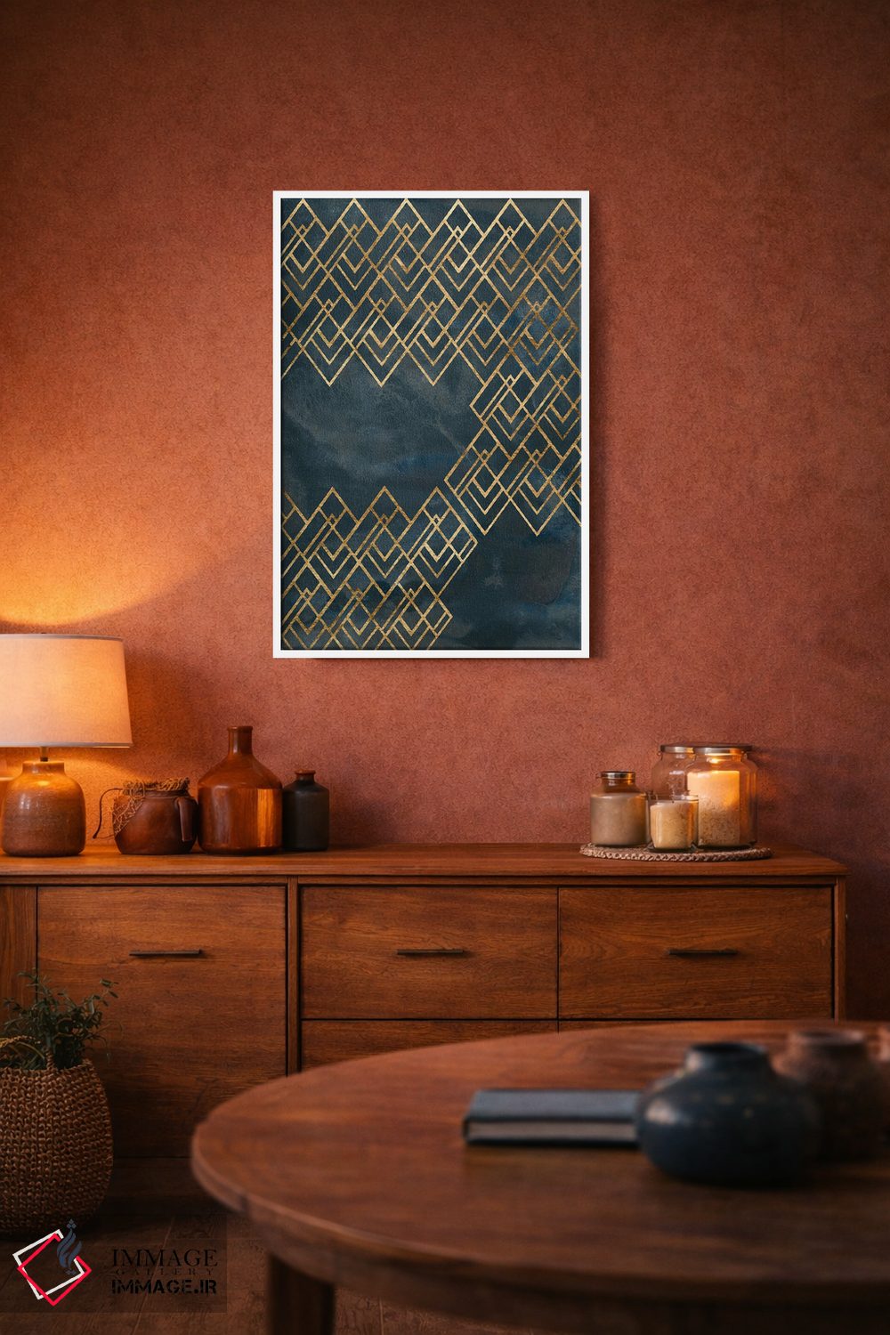 تابلو انتزاعی الگوی دکو آبی ۴ اثر جون اریکا وس - D3W