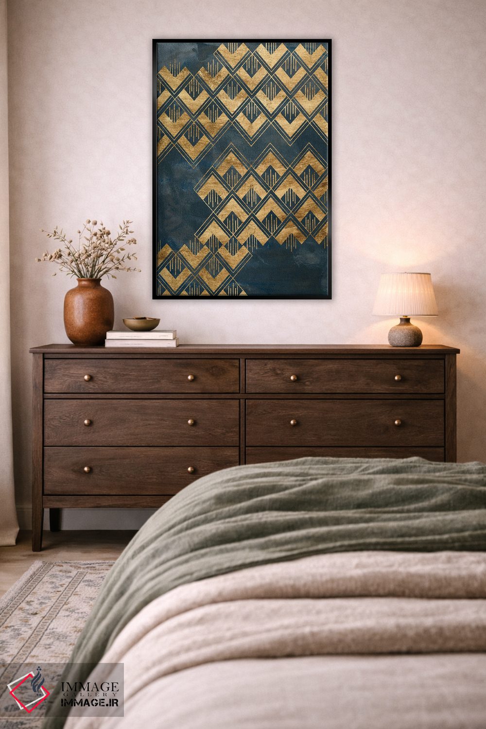 تابلو انتزاعی الگوی دکو آبی ۲ اثر جون اریکا وس - D5B