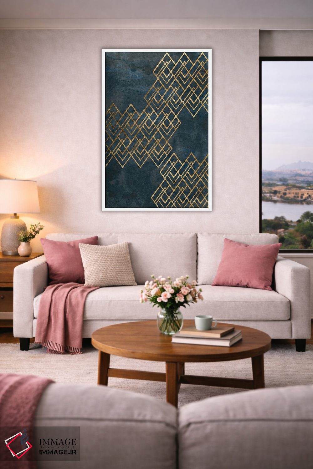 تابلو انتزاعی الگوی دکو آبی ۱ اثر جون اریکا وس - D3W