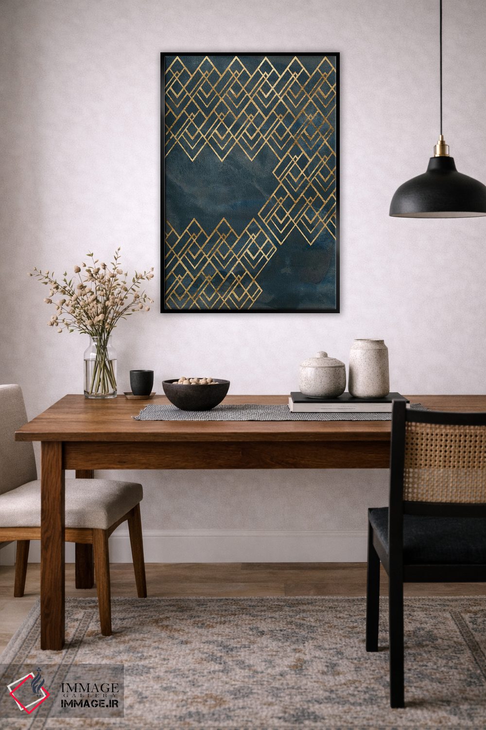 تابلو انتزاعی الگوی دکو آبی ۴ اثر جون اریکا وس - D5B