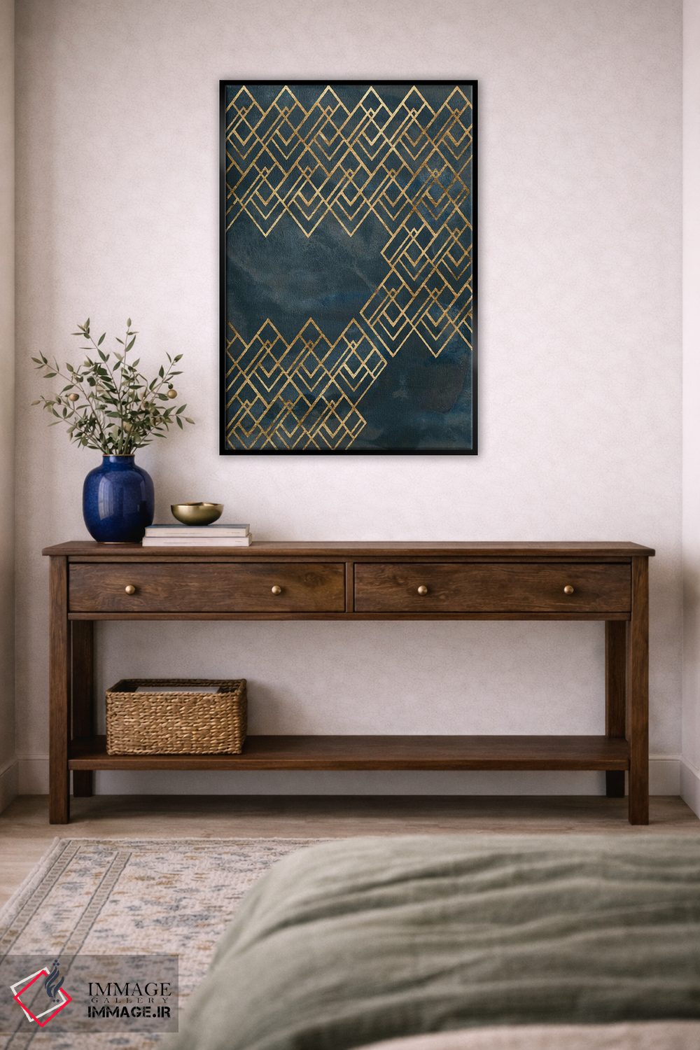 تابلو انتزاعی الگوی دکو آبی ۴ اثر جون اریکا وس - D6B