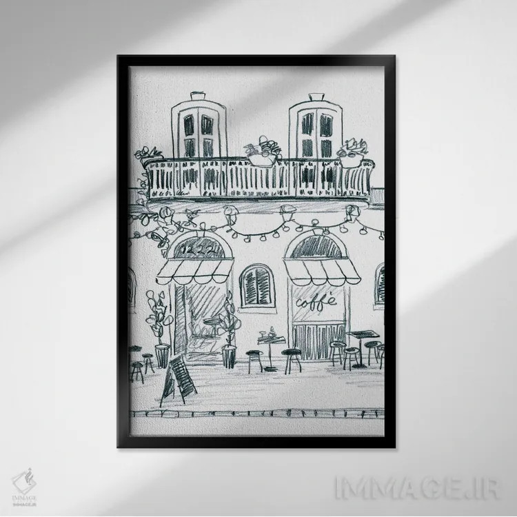 تابلو دکوراتیو طرح خیابان ایتالیایی ۲ اثر جون اریکا وس - نمای قابدار مشکی